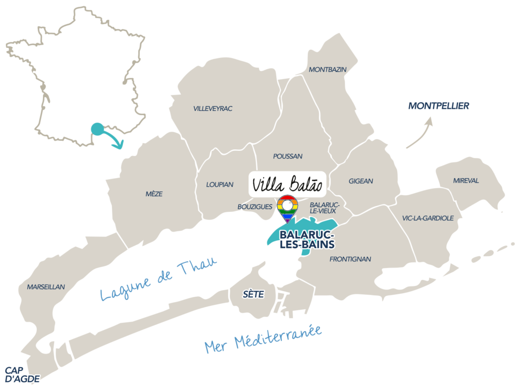 Carte de situation de Villa Balāo à Balaruc-les-Bains, près de Sète